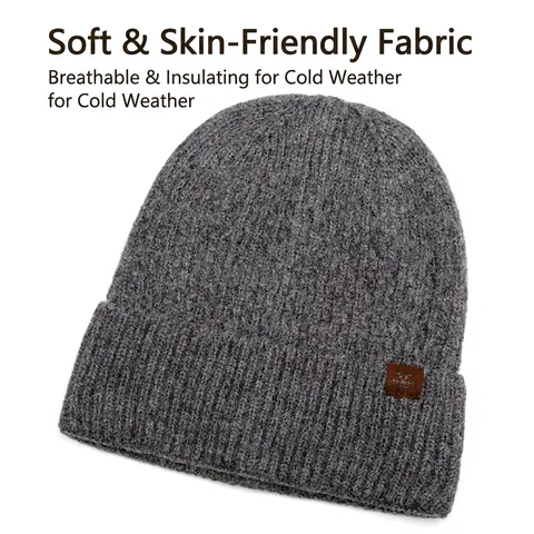 Bonnet En Tricot D'Hiver Chaud Doublé Polaire Avec Revers Casquette De Crâne Extérieur Coupe-Vent Acrylique Pour Hommes Femmes