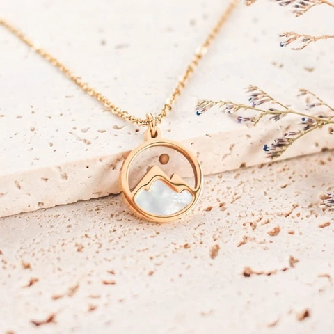 Stainless Steel Necklace With Mountain Pendant Mother Of Artificial Pearl Faith Mustard Seed Inspirational Religious Jewelry Women Men