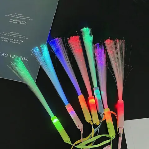 LED Fiber Optic Glow Stick Colorful Flash Light Wand Music Festival Concert Party Cheer Props Night Atmosphere Plastic