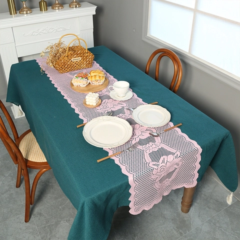 Spitzen Tischläufer Ausgehöhlt Blumig Wirkware Rechteckige Tischdecke Amerikanischer Landhausstil Vintage Esstisch Dekoration