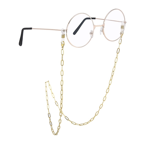 Stainless Steel Eyeglasses Chain Mask Strap Holder Rectangular Oval Link Necklace Anti Slip Silicone Loop Accessory