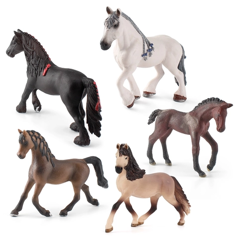 Figurines De Chevaux Réalistes Modèles Animaux Simulation En Plastique Solide Jouets Étalon Frison Arabe Pour Enfants Décor