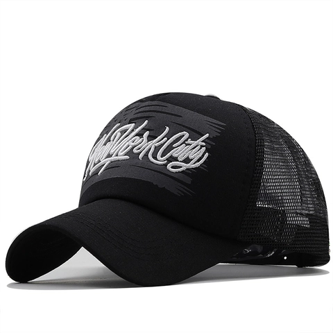 Trucker Pet Katoen Mesh Honkbalpet Ademend Zonnescherm Verstelbaar New York Borduurwerk Casual Sport Unisex
