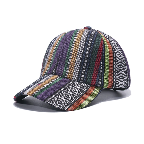 Bohemian Baseball Cap Vintage Ethnic Style Colorful Woven Polyester Sun Protection Adjustable Outdoor Snapback Hat Men Women