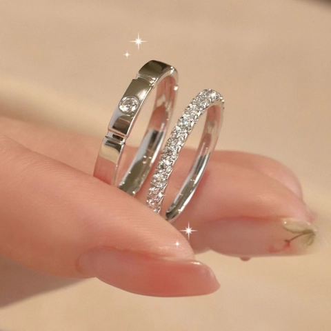 Minimalistische Geometrische Quadratische Passende Ringe Kupfer Zirkonia Verstellbar Nische Design Mode Schmuck