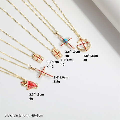 Vintage Kupfer Anhänger Halskette Mit ABS Künstliche Perle Türkis Zirkon Emaille Hohl Kreuz Mond Palm Herz Schmuck Für Damen