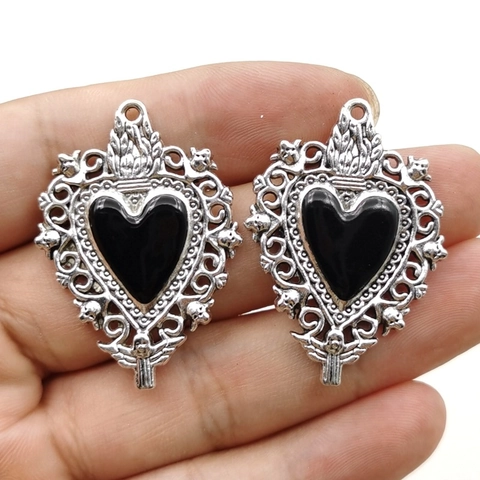 Ciondoli Sacro Cuore In Lega Di Zinco Retrò Per Creazione Gioielli DIY Gotico Punk Teschio Angelo Cuore