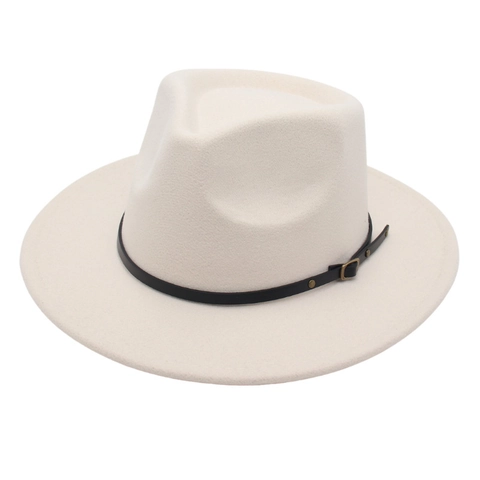 Chapeau Fedora Feutre De Laine Large Bord Style Jazz Britannique Vintage Avec Boucle De Ceinture Accessoire De Mode Élégant