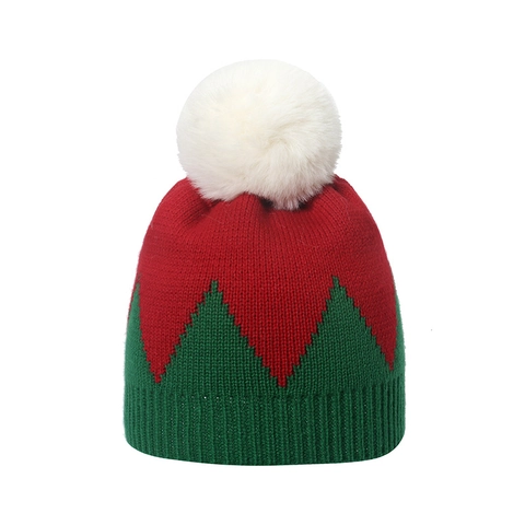 Berretto In Maglia Di Natale Caldo Acrilico Trecce Inverno Festival Festa Copricapo Con Pompon Per Donne Uomini Colorato