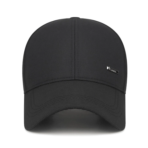 Men Baseball Cap Adjustable Sun Protection Outdoor Casual Hat With Metal SPORTS Label Polyester