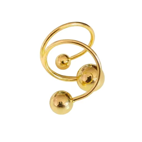 Anello Aperto a Spirale in Rame di Moda per Donna Anello per Dito Regolabile Geometrico con Sfera Planetaria Minimalista Gioiello Regalo