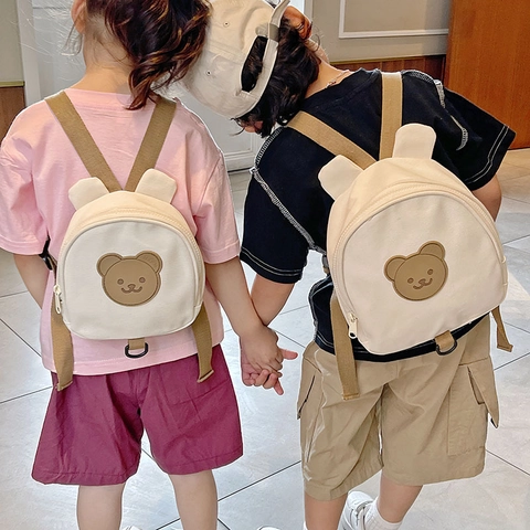 Cute Cartoon Animal Kids Backpack Canvas Anti-Lost Small School Bag For Toddlers Boys Girls Kawaii Casual Travel Mini Knapsack