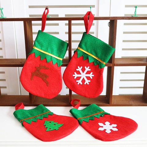 Mini Chaussette De Noël En Feutre Porte-Couverts Décoration Suspendue Renne Flocon De Neige Arbre Décor De Table