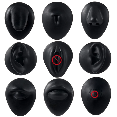 Silicone Human Body Part Piercing Practice Model With Acrylic Display Stand For Jewelry Training Tattoo Simulation