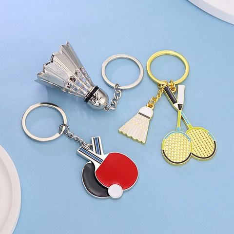 Porte-clés Sportifs Simulation Badminton Tennis De Table Baseball Golf Forme De Balle Pendentif Alliage De Zinc Souvenir Club