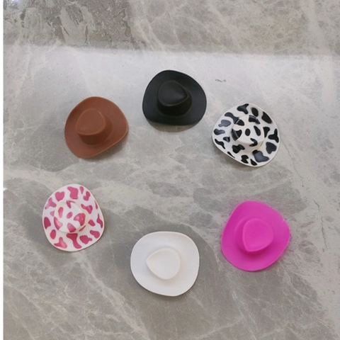 Mini Sombreros De Vaquero Y Sombreros De Copa De Plástico Con Estampado De Vaca Para Manualidades Accesorios De Muñecas Decoración