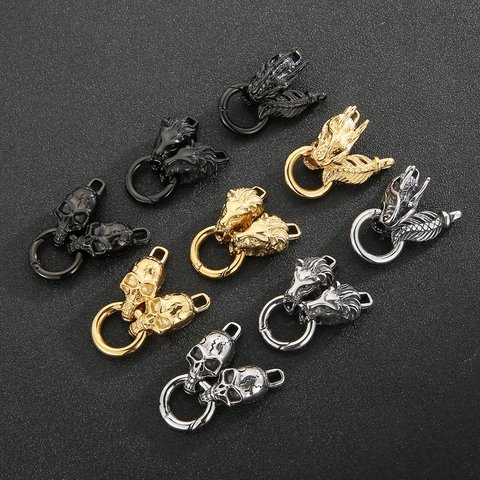 Punk Stainless Steel Bracelet Clasp Animal Dragon Skull Head Jewelry Connectors For DIY Bracelet Necklace Making Findings
