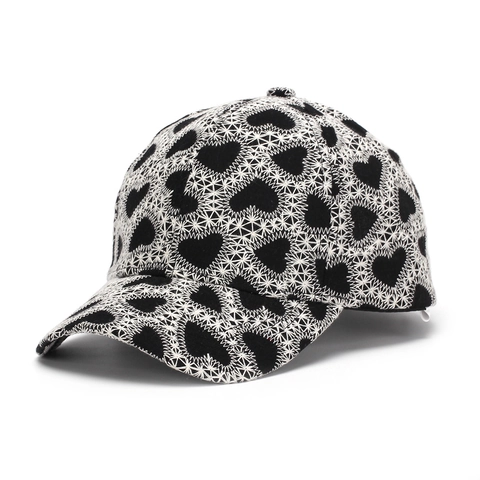 Baseball Cap Heart Embroidery Heart Pattern Sun Hat Outdoor Casual Adjustable Black White Contrast Chic Hat