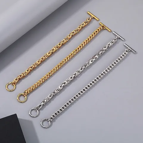 Bracelet Homme Acier Inoxydable Chaîne Byzantine Dragon Bone Fermoir Toggle OT Bijoux Hip Hop Rétro Minimaliste