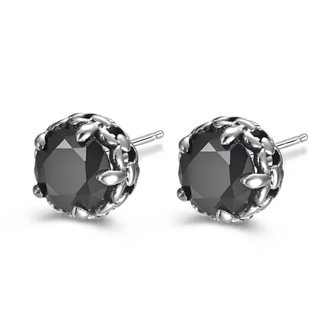 Orecchini A Lobo Rotondi Con Strass Acciaio Inossidabile Gioielli Cristallo Vintage Per Uomo Donna