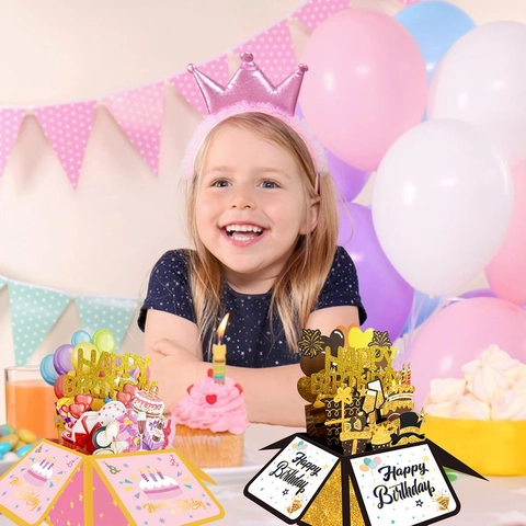 3D Pop Up Birthday Greeting Card Handmade Cardboard Hollow Out Glitter Luxury Creative Surprise Gift For Party Celebration