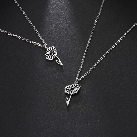 Collana Con Ciondolo Fiore Di Nascita In Acciaio Inossidabile Gioielli Mese Di Compleanno Floreale Cavo Collana Minimalista Per Donna Uomo Regalo