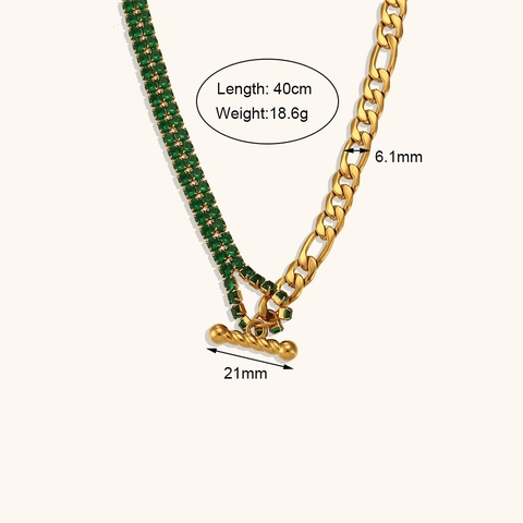 Collier d'Épissage en Acier Inoxydable Zirconia pour Femmes Or Argent Électroplaqué Chaîne Figaro Serpent Bijoux
