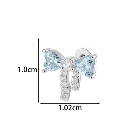 Boucle Oreille Cartilage Cœur Nœud Papillon Zircone Acier Titane Dos À Vis Cuivre Bijoux Piercing Femme