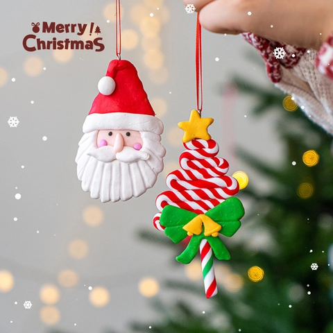 Addobbi Natalizi Appesi Pasta Polimerica PVC Babbo Natale Omino Pan Di Zenzero Bastoncino Zucchero Pupazzo Di Neve Renna