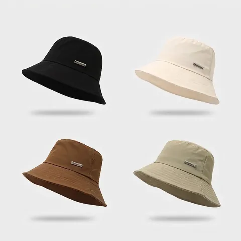Bucket Hat Waterproof Quick Dry Polyamide Sun Protection Foldable Adjustable Solid Color Casual Fashion Women