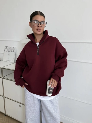 Women Pullover Sweatshirt Half Zip Cotton Blend Oversized Loose Fit Drop Shoulder Casual Solid Color Long Sleeve