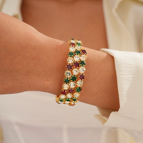 Bracciale In Lega Di Strass Colorati A Più File Vintage Stile Palazzo Retrò Braccialetto Di Lusso Per Donne