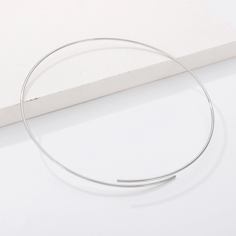 Minimalist Stainless Steel Neck Ring Unisex Silver Tone Polished Torque Choker Plain Circle Necklace DIY Jewelry Finding