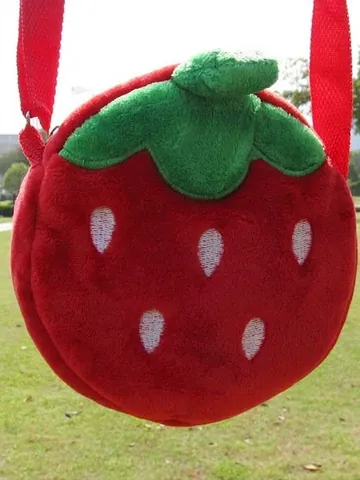 Kids Fruit Plush Crossbody Bag Cute Strawberry Pineapple Watermelon Shape Shoulder Purse For Toddler Girls Boys