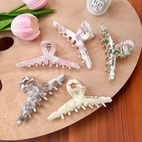 Large Acetate Hair Claw Clip French Vintage Marble Pattern Shark Clip For Women Elegant Nonslip Hair Grip