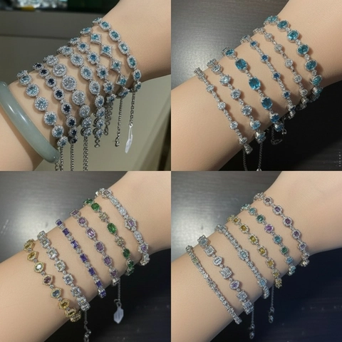 Elegant Copper Zircon Bracelet Luxury Geometric Heart Flower Adjustable Slider Vintage Fashion Jewelry For Women