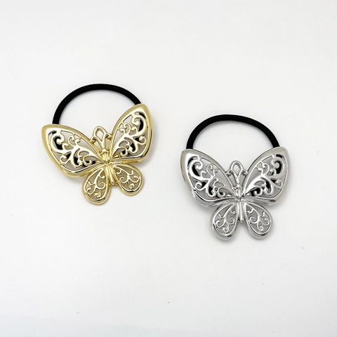 Hohl Schmetterling Haargummis Legierung Hochelastische Metall Haarseile Elegante Haaraccessoires Für Frauen Mädchen