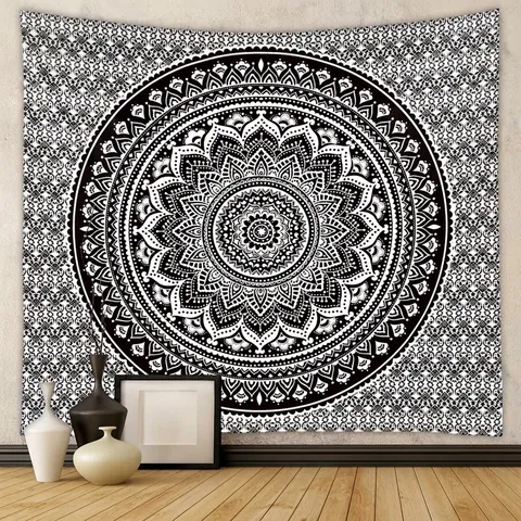 Arazzo Mandala Poliestere Bohemien Appeso A Parete Motivo Geometrico Decorativo Per Camera Da Letto Soggiorno Tessuto Morbido Arte Da Parete