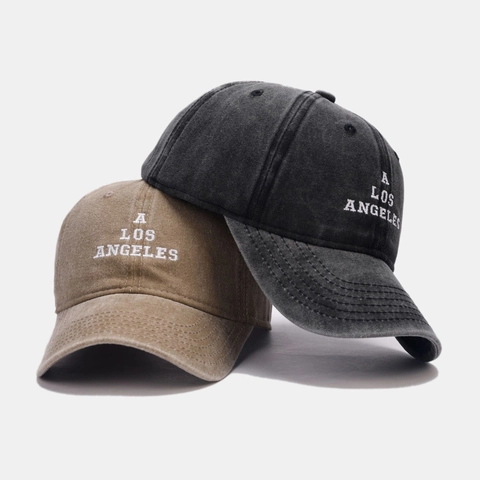 Vintage Washed Cotton Baseball Cap With Embroidered Letter A Los Angeles Sun Protection Retro Casual Hat For Men Women