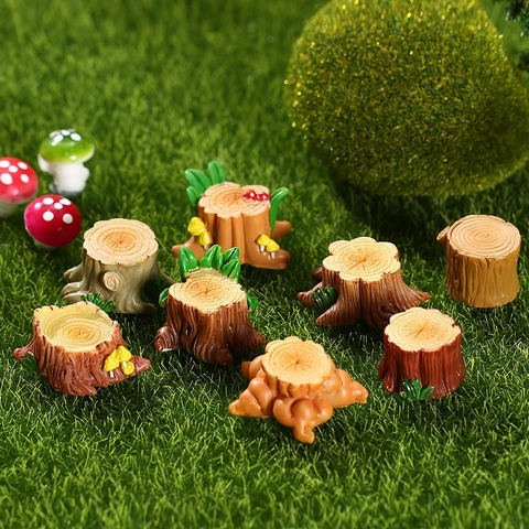 Miniature Tree Stump Resin Figurines For Moss Microlandscape Fairy Garden Decor Realistic Wood Texture DIY Landscape Accessories