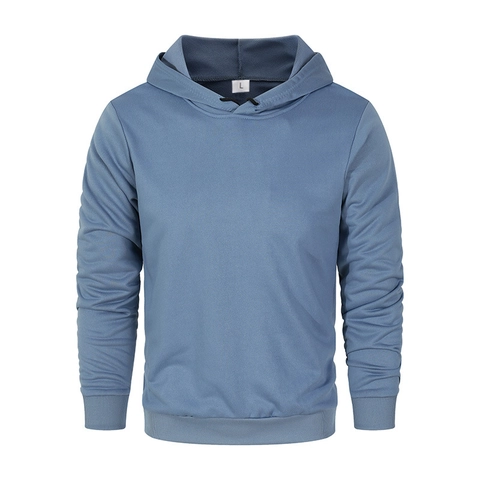 Hoodie Homme Manche Longue Couleur Unie Pullover Casual Harajuku Streetwear Coupe Ample Cordon De Serrage Mélange Polyester Haut Fin