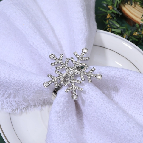 Servilleteros De Copo De Nieve Aleación Diamantes De Imitación Perla Artificial Navidad Vacaciones Decoración De Mesa Cena Boda Fiesta