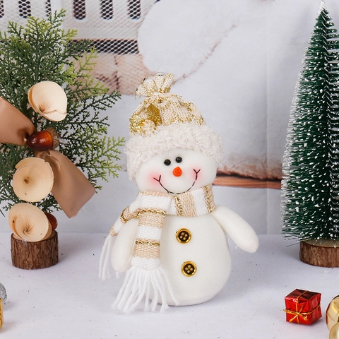 Gnomos De Navidad Papá Noel Muñeco De Nieve Adornos De Peluche Blanco Oro Punto Lentejuelas Decoración De Escritorio