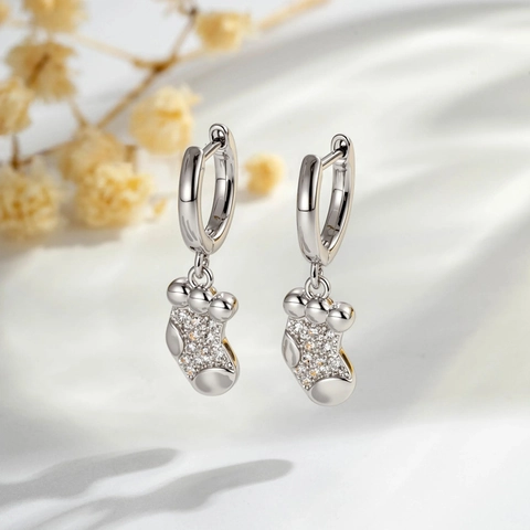 Christmas Stocking Pendant Hoop Earrings Copper Micro Pave Zircon Sparkly Holiday Jewelry For Women Men Minimalist Style