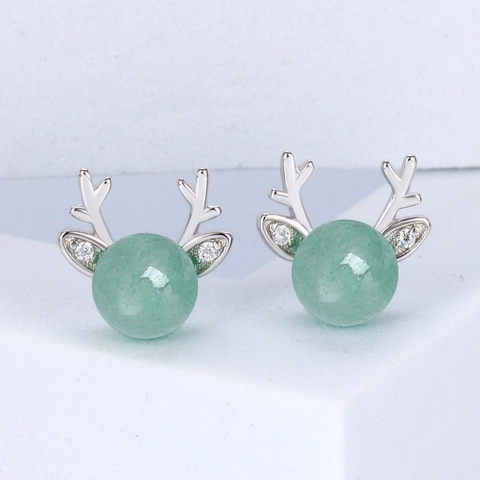 Hirschgeweih Ohrstecker Mit Grüner Aventurin Jaspis Und 925 Sterling Silber Ohrstecker Für Damen Forest Style