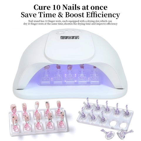 Acrylic Nail Art Practice Stand Non-Magnetic Transparent Chess Piece Nail Tip Holders Slot Design For Salon DIY Training