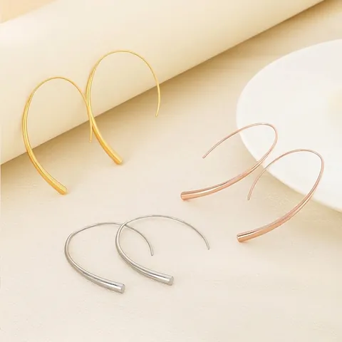 Pendientes De Gancho De Gota En Acero Inoxidable Geométrico Curvo Gota De Agua Joyas Para Mujeres Elegante