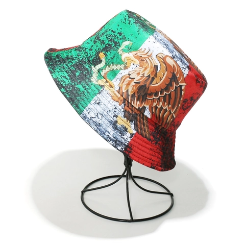 Mexico Vlag Vissershoed Polyester Adelaar Print Zonbescherming Opvouwbaar Zomer Outdoor Reizen Voor Heren Dames