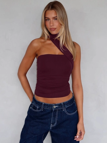 Dames Halter Tube Top Geplooid Lint Asymmetrisch Sexy Streetwear Cropped Tank Top Polyester Elastaan