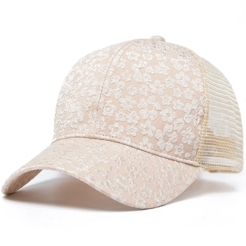 Damen Blumen Spitze Netz Baseball Kappe Atmungsaktiv Sonnenschutz Sommer Trucker Hut Outdoor Lässig Mode Verstellbar Hut